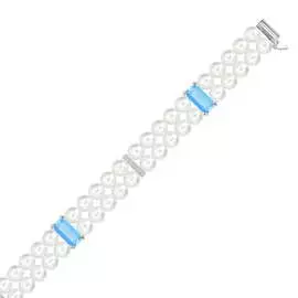 Браслет c топазом, бриллиантами и жемчугом