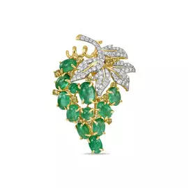 Брошь c бриллиантами и изумрудами