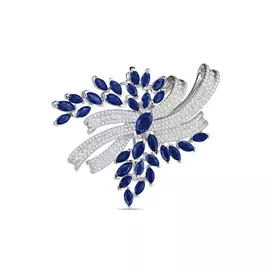 Брошь c бриллиантами и сапфирами