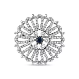 Брошь c бриллиантами и сапфиром