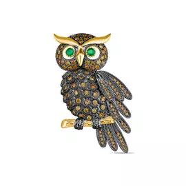 Брошь c изумрудами и бриллиантами