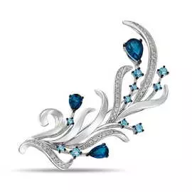 Золотая Брошь c топазами и бриллиантами