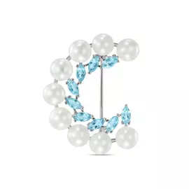 Брошь c топазами и жемчугом