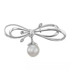 Золотая Брошь c жемчугом и бриллиантами