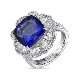 Кольцо c бриллиантами и танзанитом