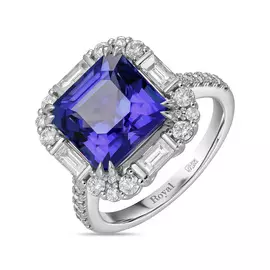 Кольцо c бриллиантами и танзанитом