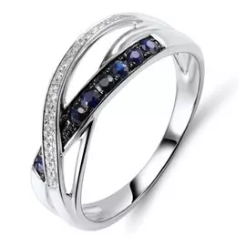 Кольцо c бриллиантами и сапфирами