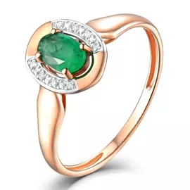 Кольцо c бриллиантами и изумрудом