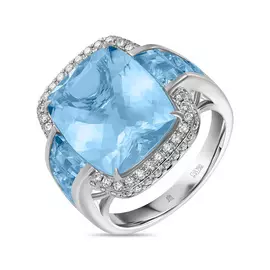 Кольцо c аквамаринами и бриллиантами