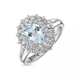 Кольцо c аквамарином и бриллиантами