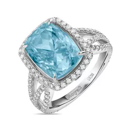 Кольцо c аквамарином и бриллиантами