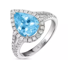 Кольцо c аквамарином и бриллиантами