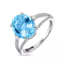 Кольцо c аквамарином и бриллиантами