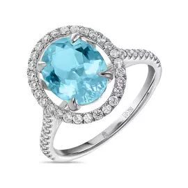 Кольцо c аквамарином и бриллиантами