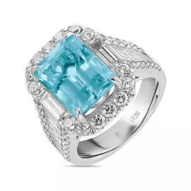 Кольцо c аквамарином и бриллиантами