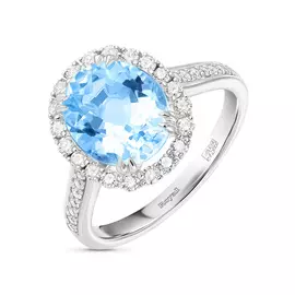 Кольцо c аквамарином и бриллиантами