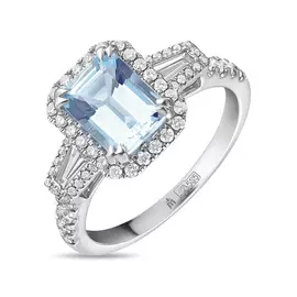 Кольцо c аквамарином и бриллиантами