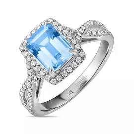 Кольцо c аквамарином и бриллиантами
