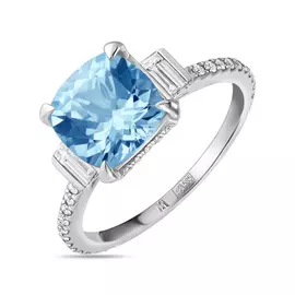 Кольцо c аквамарином и бриллиантами