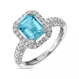 Кольцо c аквамарином и бриллиантами