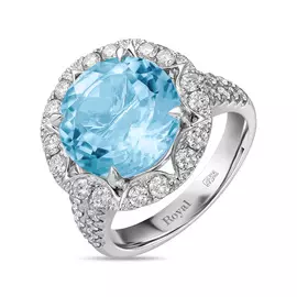 Кольцо c аквамарином и бриллиантами