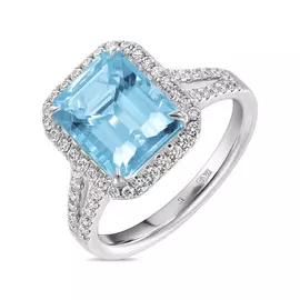 Кольцо c аквамарином и бриллиантами