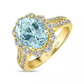 Кольцо c аквамарином и бриллиантами