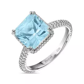 Кольцо c аквамарином и бриллиантами