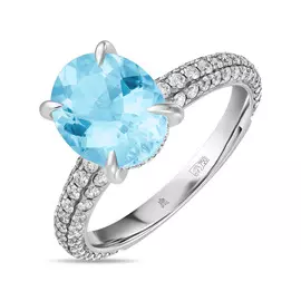 Кольцо c аквамарином и бриллиантами