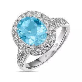 Кольцо c аквамарином и бриллиантами