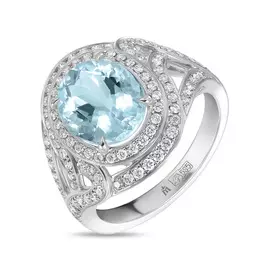 Кольцо c аквамарином и бриллиантами