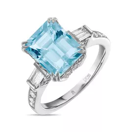 Кольцо c аквамарином и бриллиантами