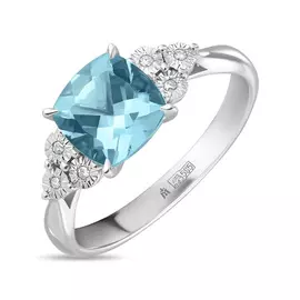 Кольцо c аквамарином и бриллиантами