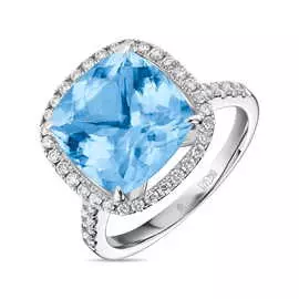 Кольцо c аквамарином и бриллиантами