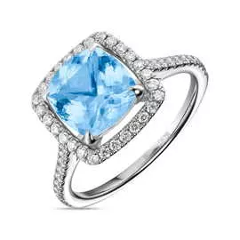 Кольцо c аквамарином и бриллиантами