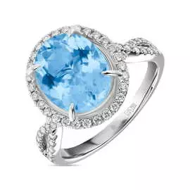 Кольцо c аквамарином и бриллиантами