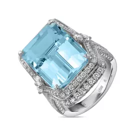 Кольцо c аквамарином и бриллиантами