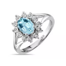 Кольцо c аквамарином и бриллиантами