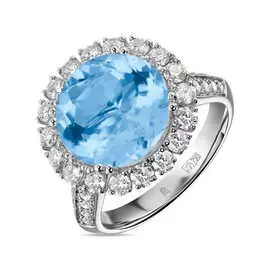 Кольцо c аквамарином и бриллиантами