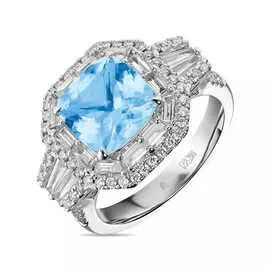 Кольцо c аквамарином и бриллиантами
