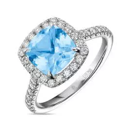 Кольцо c аквамарином и бриллиантами