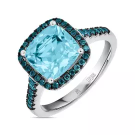 Кольцо c аквамарином и бриллиантами