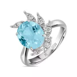 Кольцо c аквамарином и бриллиантами