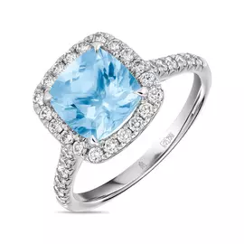 Кольцо c аквамарином и бриллиантами