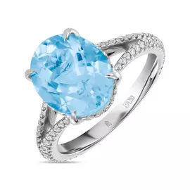 Кольцо c аквамарином и бриллиантами