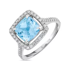 Кольцо c аквамарином и бриллиантами