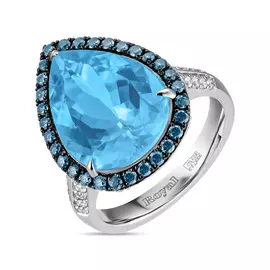 Кольцо c аквамарином и бриллиантами
