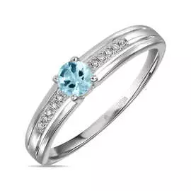 Кольцо c аквамарином и бриллиантами