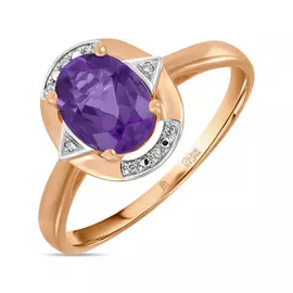 Кольцо c аметистом и бриллиантами