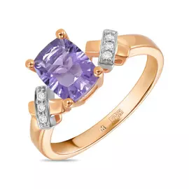 Кольцо c аметистом и бриллиантами